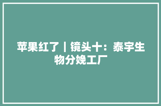 苹果红了｜镜头十：泰宇生物分娩工厂