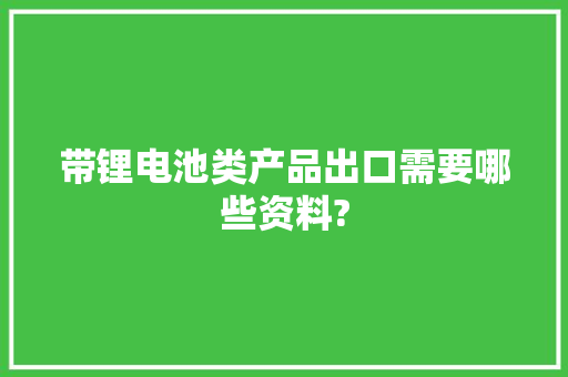 带锂电池类产品出口需要哪些资料?