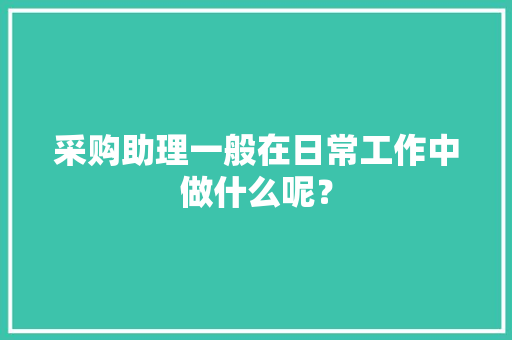 采购助理一般在日常工作中做什么呢？