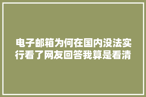 电子邮箱为何在国内没法实行看了网友回答我算是看清门道了。