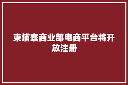 柬埔寨商业部电商平台将开放注册