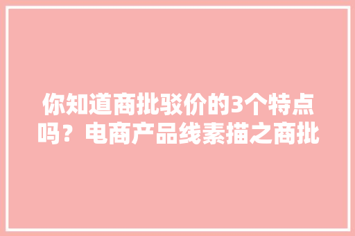 你知道商批驳价的3个特点吗？电商产品线素描之商批驳价