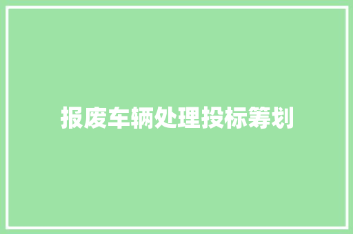 报废车辆处理投标筹划