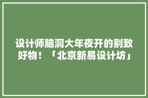 设计师脑洞大年夜开的别致好物！「北京新易设计坊」