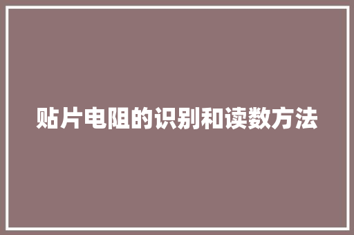 贴片电阻的识别和读数方法