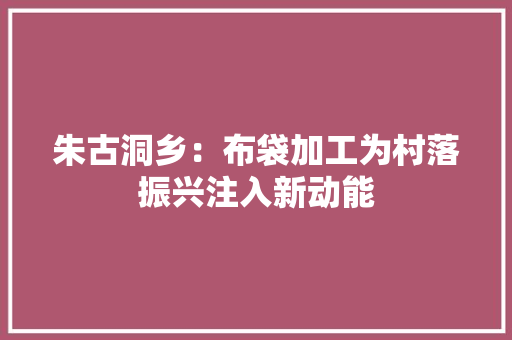 朱古洞乡：布袋加工为村落振兴注入新动能