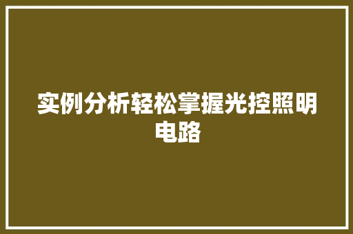 实例分析轻松掌握光控照明电路