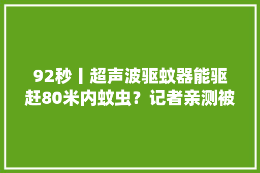92秒丨超声波驱蚊器能驱赶80米内蚊虫？记者亲测被咬好几回,驱蚊器超声波。