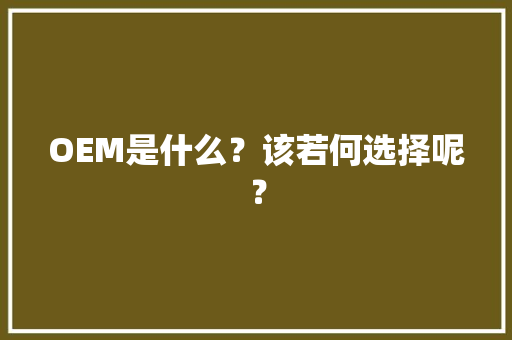 OEM是什么？该若何选择呢？