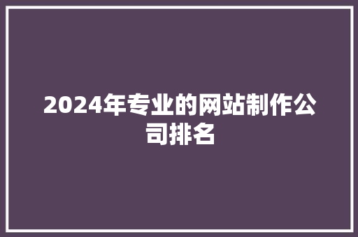 2024年专业的网站制作公司排名