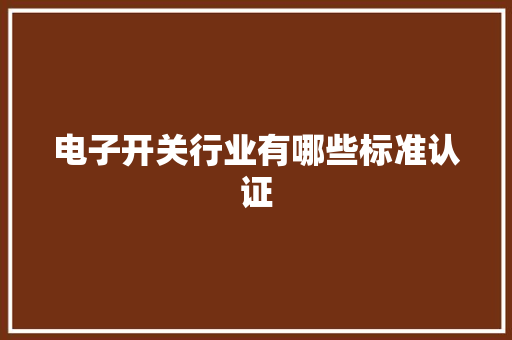 电子开关行业有哪些标准认证