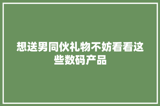 想送男同伙礼物不妨看看这些数码产品