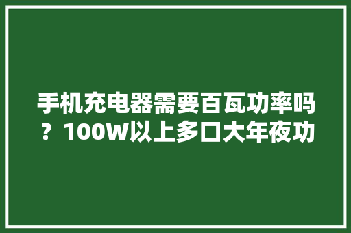 手机充电器需要百瓦功率吗？100W以上多口大年夜功率充电器汇总