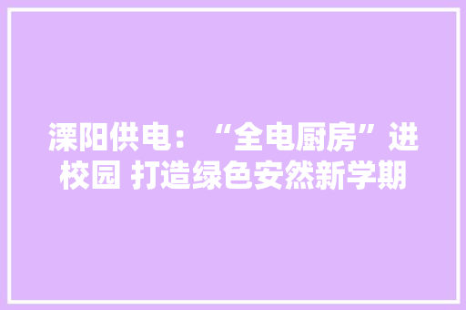 溧阳供电：“全电厨房”进校园 打造绿色安然新学期