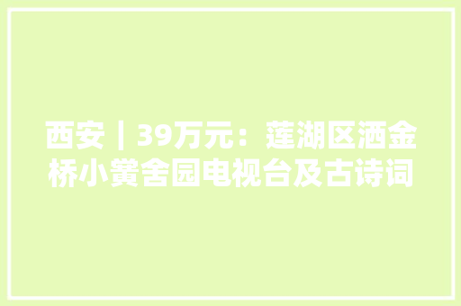 西安｜39万元：莲湖区洒金桥小黉舍园电视台及古诗词大年夜赛设备采购