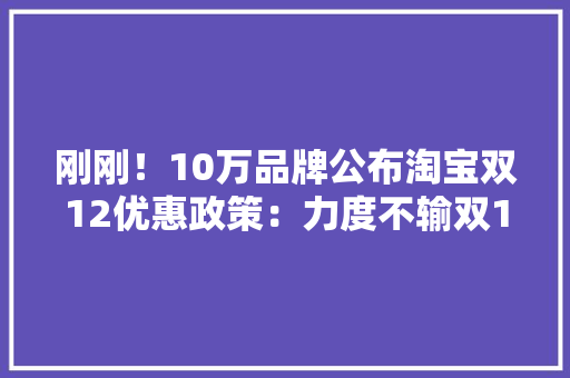 刚刚！10万品牌公布淘宝双12优惠政策：力度不输双11,淘宝4钻店铺值多少钱。