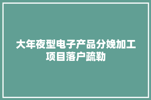 大年夜型电子产品分娩加工项目落户疏勒