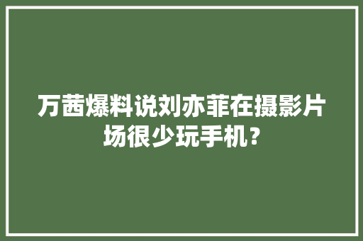 万茜爆料说刘亦菲在摄影片场很少玩手机？