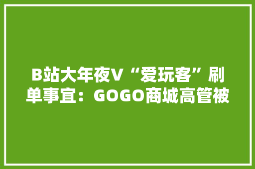 B站大年夜V“爱玩客”刷单事宜：GOGO商城高管被带走查询访问