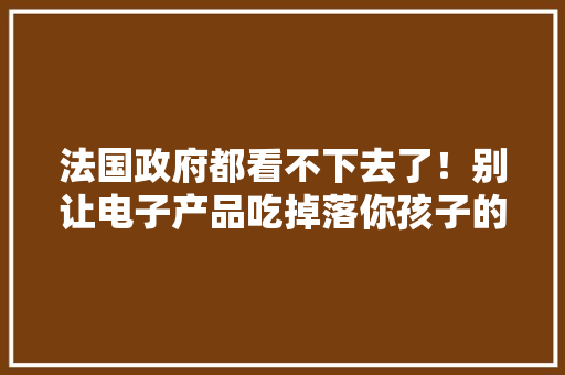 法国政府都看不下去了！别让电子产品吃掉落你孩子的人生（一）