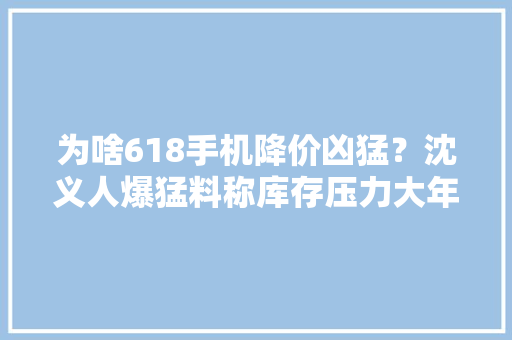 为啥618手机降价凶猛？沈义人爆猛料称库存压力大年夜卢伟冰辟谣