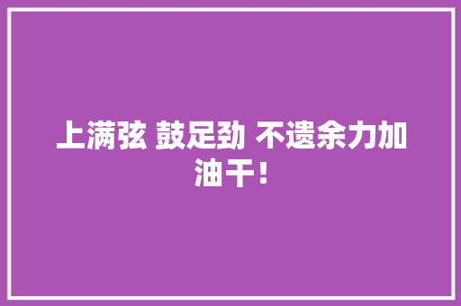 上满弦 鼓足劲 不遗余力加油干！
