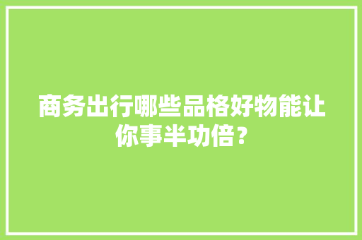 商务出行哪些品格好物能让你事半功倍？