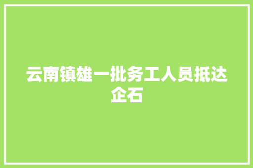 云南镇雄一批务工人员抵达企石