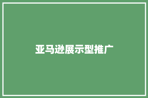 亚马逊展示型推广
