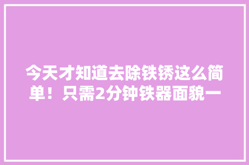 今天才知道去除铁锈这么简单！只需2分钟铁器面貌一新学到了