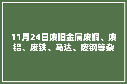 11月24日废旧金属废铜、废铝、废铁、马达、废钢等杂货收受接收报价！