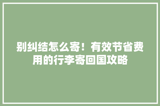 别纠结怎么寄！有效节省费用的行李寄回国攻略,物品的英文。