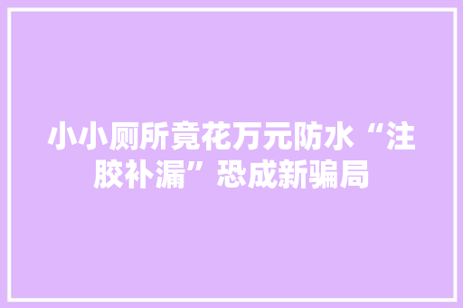 小小厕所竟花万元防水“注胶补漏”恐成新骗局