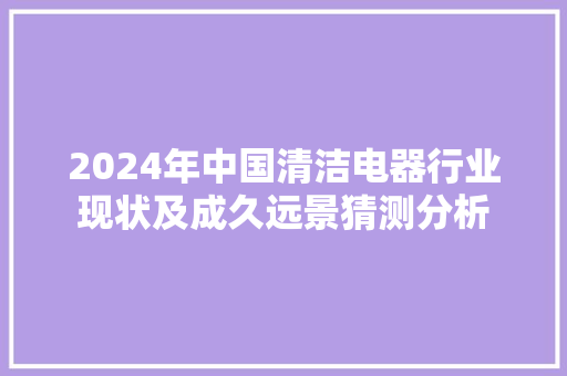 2024年中国清洁电器行业现状及成久远景猜测分析