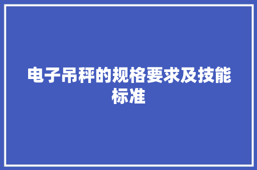 电子吊秤的规格要求及技能标准