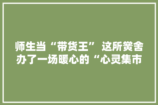 师生当“带货王” 这所黉舍办了一场暖心的“心灵集市”