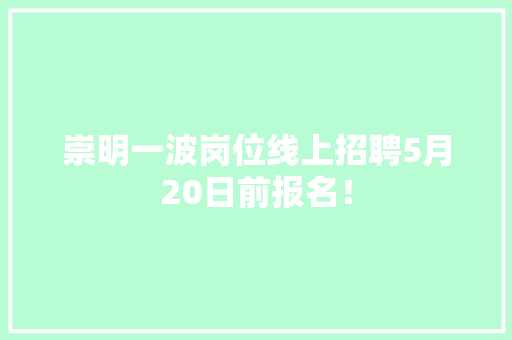崇明一波岗位线上招聘5月20日前报名！,事情的拼音。