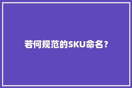 若何规范的SKU命名？