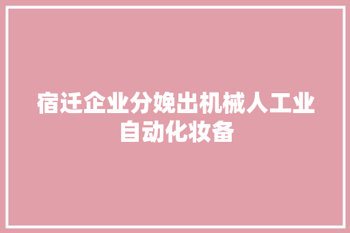 宿迁企业分娩出机械人工业自动化妆备