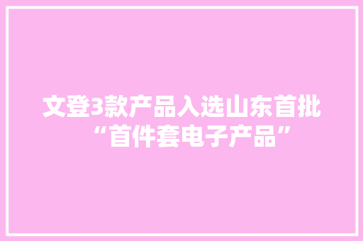 文登3款产品入选山东首批“首件套电子产品”