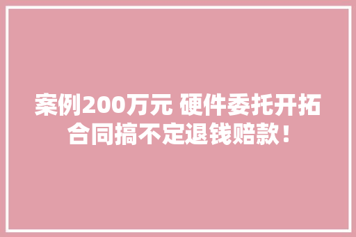 案例200万元 硬件委托开拓合同搞不定退钱赔款！,状师相当于现在的什么。