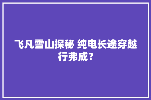飞凡雪山探秘 纯电长途穿越行弗成？,巴赫蓝牙耳机怎么样。