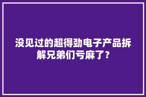 没见过的超得劲电子产品拆解兄弟们亏麻了？