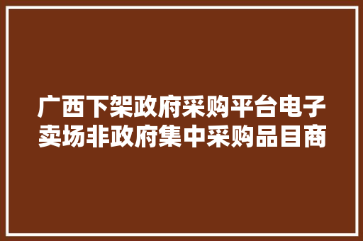 广西下架政府采购平台电子卖场非政府集中采购品目商品
