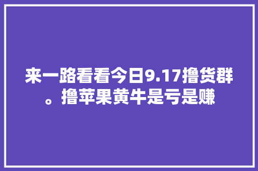 来一路看看今日9.17撸货群。撸苹果黄牛是亏是赚