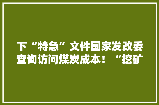 下“特急”文件国家发改委查询访问煤炭成本！“挖矿”一天耗电26万度！塑胶业涨价函疯传原料飙涨所致？