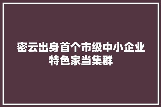 密云出身首个市级中小企业特色家当集群