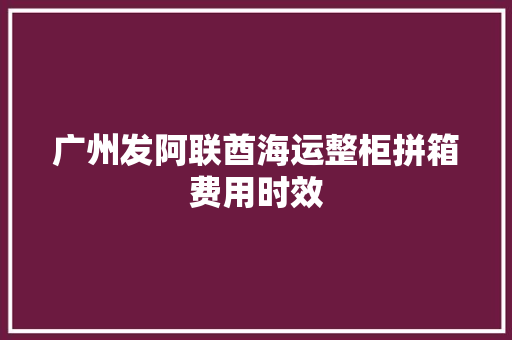 广州发阿联酋海运整柜拼箱费用时效