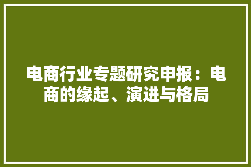 电商行业专题研究申报：电商的缘起、演进与格局