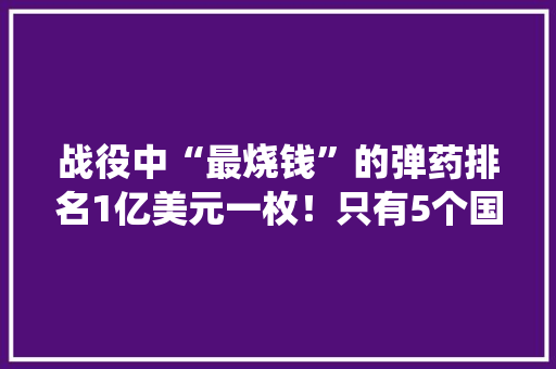 战役中“最烧钱”的弹药排名1亿美元一枚！只有5个国家有!